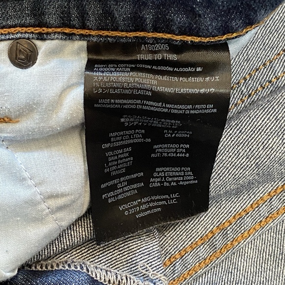 Volcom Mens 32 x‎ 30 Vorta Slim-Fit Stretch Straight Denim Jeans Soft Dark Rinse - Picture 11 of 11